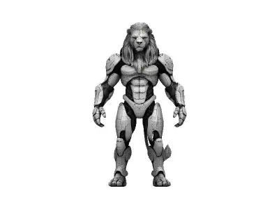 Lion Cyborg Low-poly 3D model