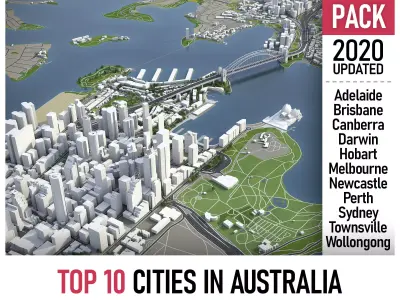 Top 10 Cities in Australia 3D Model Pack