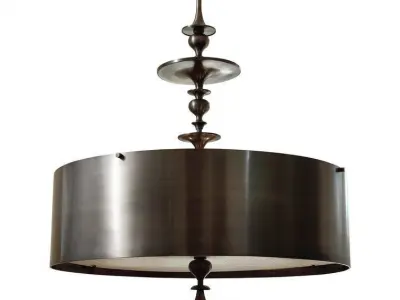 Turned 4-Light Single Drum Pendant 3D model