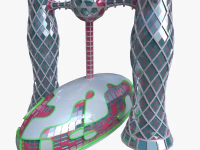 Skyscraper with hall 3D model