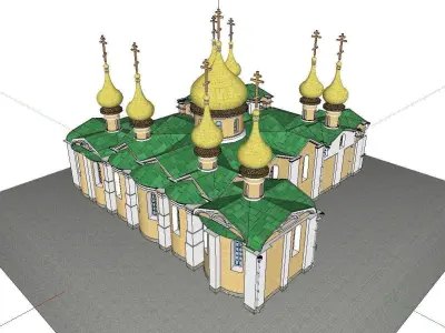 Architecture-Religion-God-Culture-Temple-0143 church with gol... 3D model