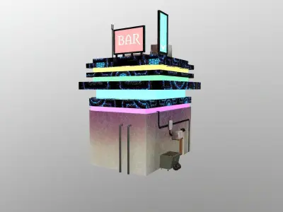 Cyberpunk City - Building 22 - Bar Club Low-poly 3D model