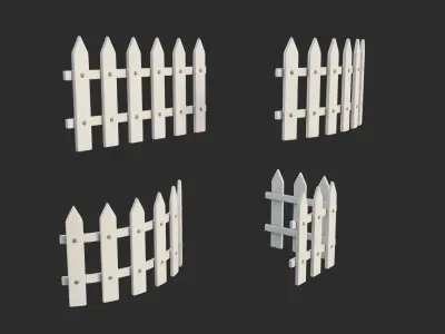 Cartoon Fence 1 3D model