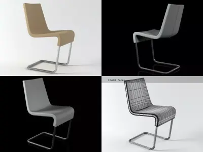 Skip four different chairs on metal frame 3D model