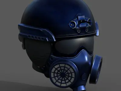 Helmet scifi military combat space cyborg robot military combat  Low-poly 3D model