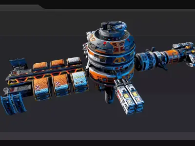 SF MODULAR Orbital Station - EX7 Low-poly 3D model