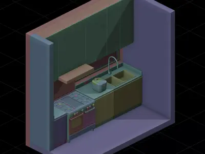 Matcha Isometric Kitchen 3D model