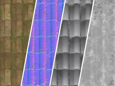 Roof Tile Materials 111- Concrete Roofing - Sbsar Seamless Pbr Texture