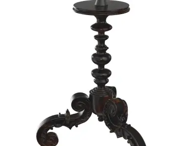 Carved Tripod Round Marble-Top Floor Lamp 3D model