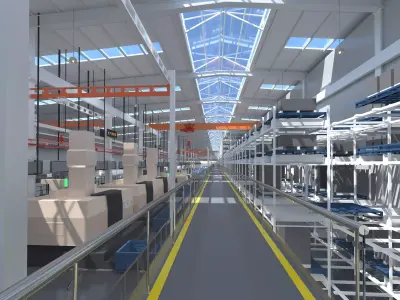 Factory production line 3D model
