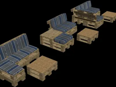 pallet sofas 3D model