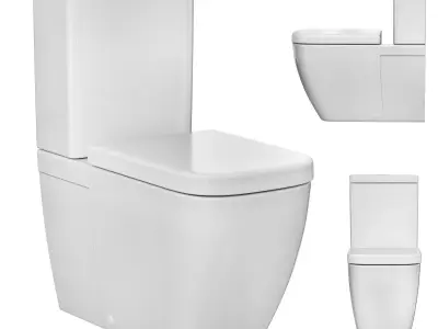 Cube Wall Faced Closed Coupled Pan 3D model