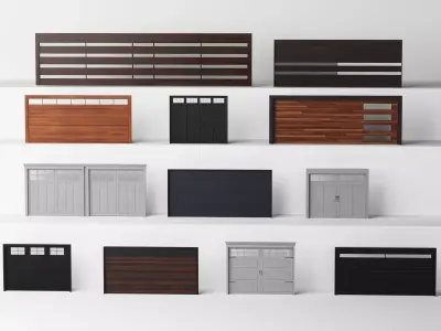 Modern Garage Door Sliding Gate Pack PBR Game Ready Low-poly 3D model