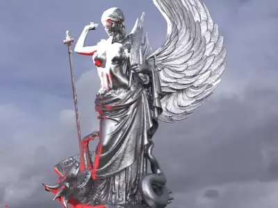 Medieval Angel slaying Dragon Winged 1  3D model