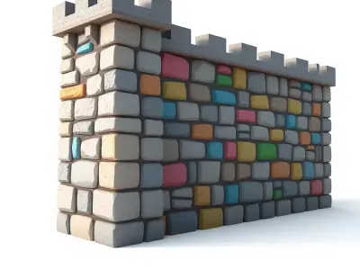 Colorful Castle Wall model pack Low-poly 3D model