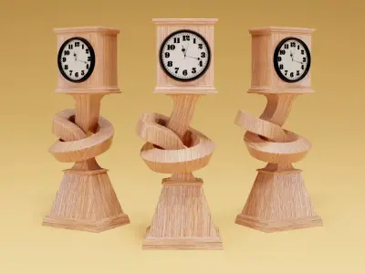 Wooden Clock - Vintage Clock - Game Ready Object 3D model