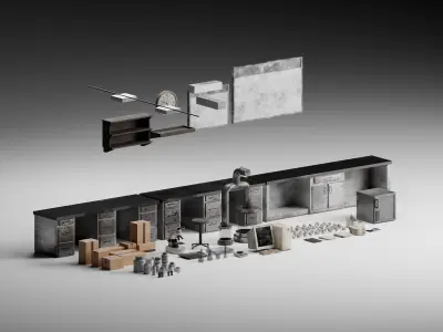 Modular Sci-Fi Laboratory Pack Low-poly 3D model