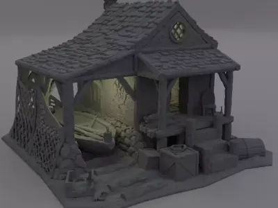 Seaside Shack Tabletop Terrain 28 MM 3D print model