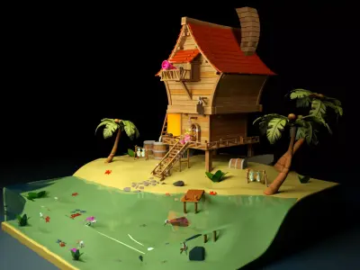 3D Tropical cartoon  house 3D model