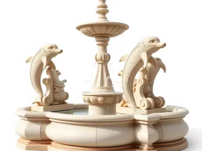 Elegant Dolphin Fountain model pack Low-poly 3D model