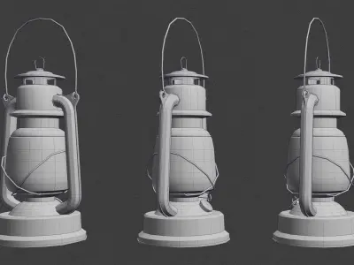 Old Kerosene Lamp Low-poly 3D model