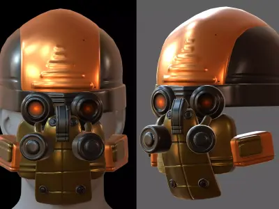 Gas mask helmet 3d model scifi Low-poly  PBR 3D model