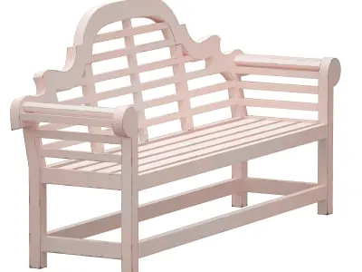 White park bench with backrest 3D model