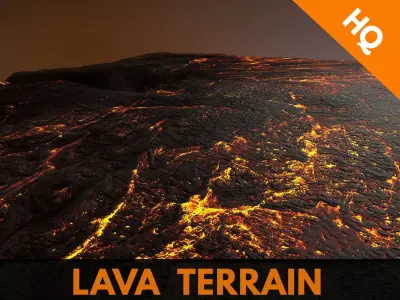 Lava Terrain Magma Surface Landscape PBR 01 Low-poly 3D model