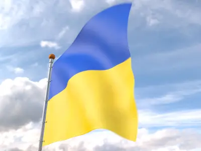 Flag Ukraine animated loop 3D model