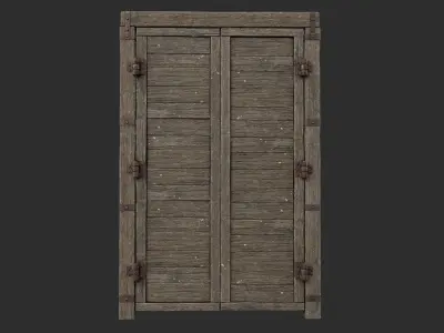Wooden Door Low-poly 3D model 19
