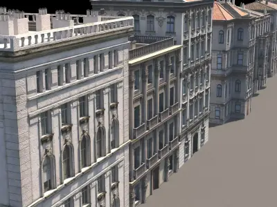Buildings on street 3D model