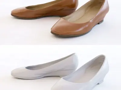 Pumps pair of light suede flats Low-poly 3D model