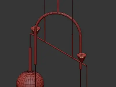 DEWDROPS four light chandelier in brass with glass globes 3D model