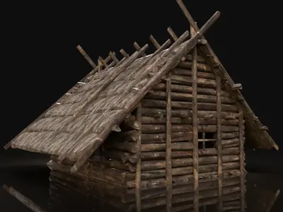 NEXT GEN AAA FANTASY MEDIEVAL VIKING WOODEN COTTAGE HOUSE HUT Low-poly 3D model