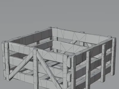 Medieval  crane cage Low-poly 3D model