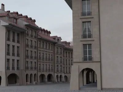 Bern Old Town Houses - Historical Switzerland Buildings Low-poly 3D model