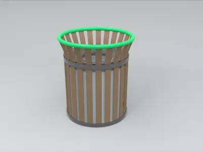 Trash can Low-poly 3D model 32