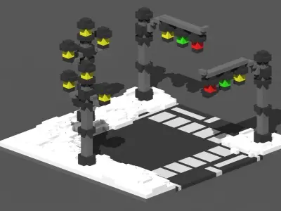 Xmas Road Voxel - 2 Low-poly 3D model