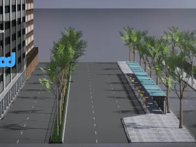TW Street with bus stop 3D model