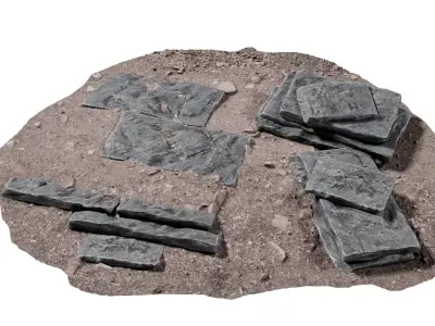 Slate Rock Slab Collection Low-poly 3D model