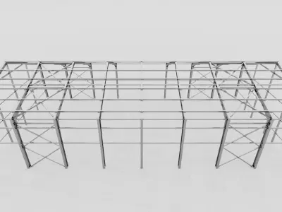 Hangar industrial construction Low-poly 3D model