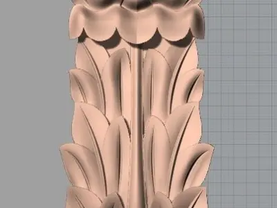 Door Post flower 3D STL Model for CNC Router Carving E948 3D model