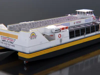  River Sightseeing Cruise Boat Mockup 
