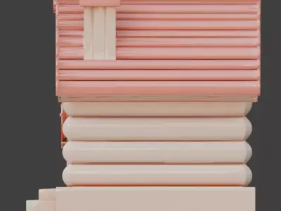 Stylized Valentine House 3D Model Low-poly 3D model