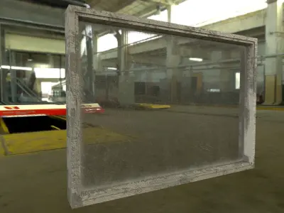 Dirty low poly simple window with scratched glass Low-poly 3D model