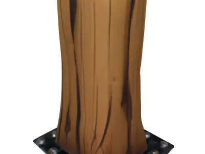 Industrial Log Post with Metal Base Low-poly 3D model