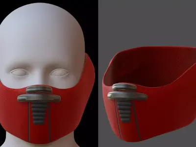 Gas mask helmet 3d model scifi Low-poly  Low-poly 3D model