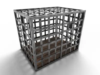 Metallic prison Cage Low-poly 3D model