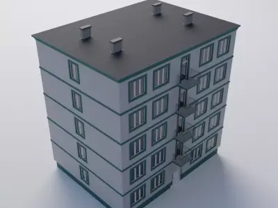 Apartment building 3D model 16