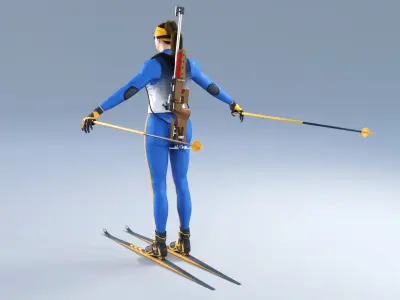  Female Biathlete Animated HQ Editorial License 